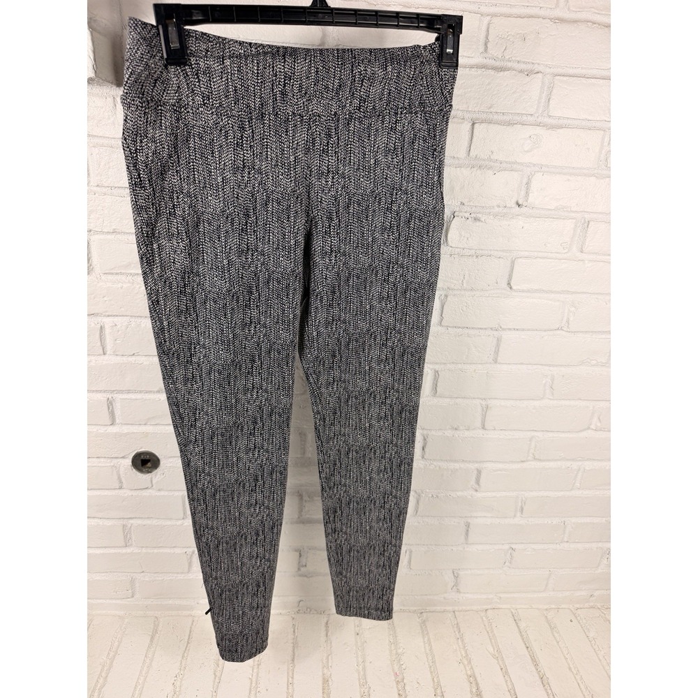Athleta Delancey Textured Moto Tight Size Medium Black White Zip Ankle